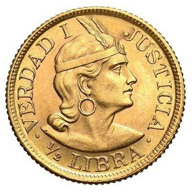 Moneda de Oro 1£ Libra-Perú-Varios Años