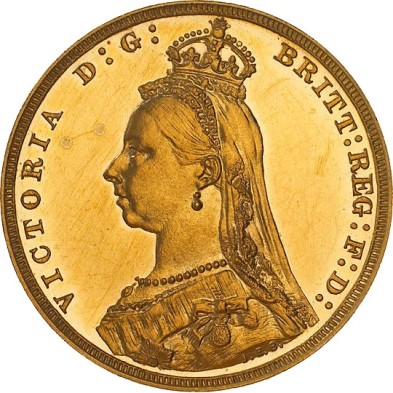 Moneda de Oro 1£ Libra-U.K.-Soberano-Victoria 1887-1893-Varios Años