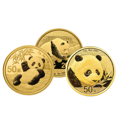 Moneda de Oro 50¥ Yuan-China-3 gramos-Panda-Varios Años