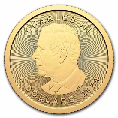 Moneda de Oro 5$ Dollar-Canadá-1/10 oz.-Maple Leaf-2024