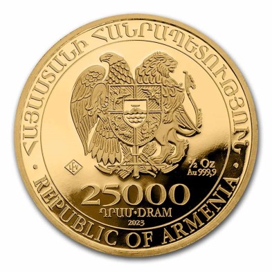Moneda de Oro 25000֏ Armenia - 1/2 oz. Arca De Noé-2023