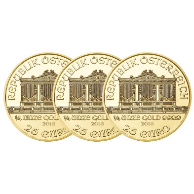 Moneda de Oro 25€ Euros-Austria-1/4 oz.-Filarmónica de Viena-Varios Años