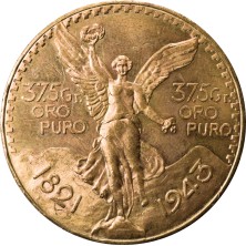 Moneda de Oro 50 Pesos-México-Centenario-Año 1943