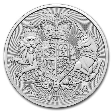 Moneda de Plata 2 Pounds-1 oz-Royal Arms-UK-2019
