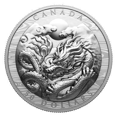 Moneda de plata 50$ Dollars-Canada-100.74gr-Year of the Dragon-2024