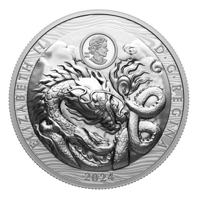 Moneda de plata 50$ Dollars-Canada-100.74gr-Year of the Dragon-2024