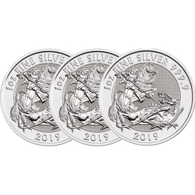Moneda de Plata 2£ Libras-U.K. 1 oz.-Valiant-Elizabeth II-Varios Años