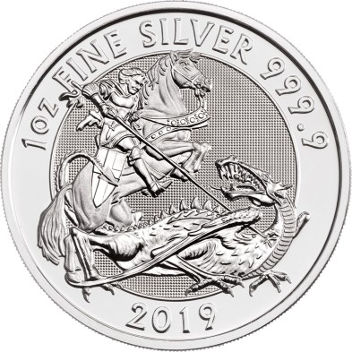Moneda de Plata 2£ Libras-U.K. 1 oz.-Valiant-Elizabeth II-Varios Años
