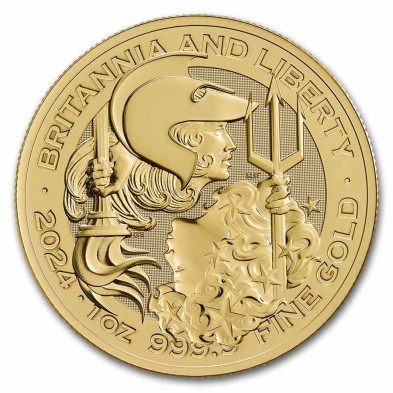 Moneda de oro 100 Pounds-U.K.-1 oz.-Britannia & Liberty-2024