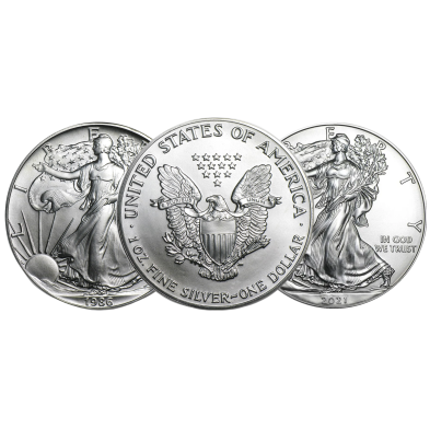 Moneda de Plata 1$ Dollar-USA-1 oz.-American Eagle-Tipo 1 (1986-2021)-Segunda Mano