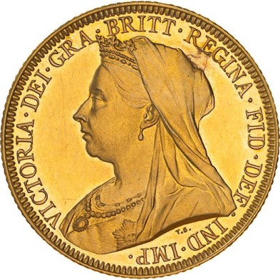 Moneda de Oro 1£ Libra-U.K.-Soberano-Victoria 1893-1901-Varios Años