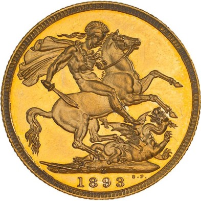 Moneda de Oro 1£ Libra-U.K.-Soberano-Victoria 1893-1901-Varios Años