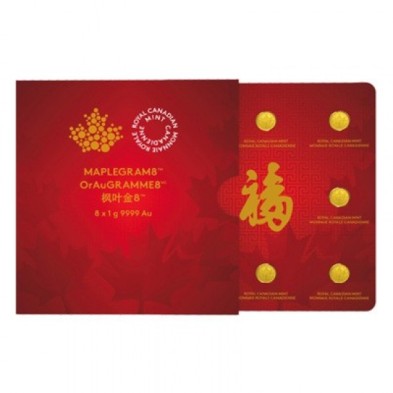 Moneda de Oro MapleGram-Canadá- 8x1 gramo-Maple Leaf-2016
