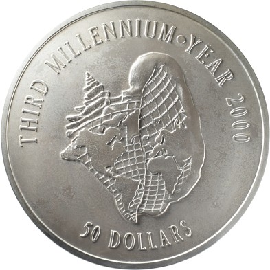 Moneda de Plata 50$ Dollars-Bahamas-2 Kilos-Third Millennium-1996