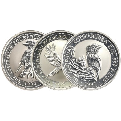 Moneda de Plata 2$ Dollar-Australia-2 Oz.-Kookaburra-Varios años