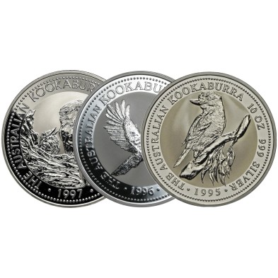 Moneda de Plata 10$ Dollar-Australia-10 Oz.-Kookaburra-Varios años