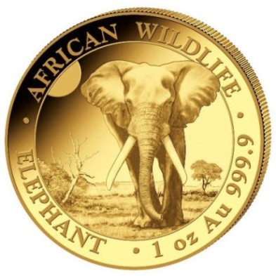 Moneda de Oro 1000 Shillings-1oz-Somalia-African Wildlife-Elephant-2025