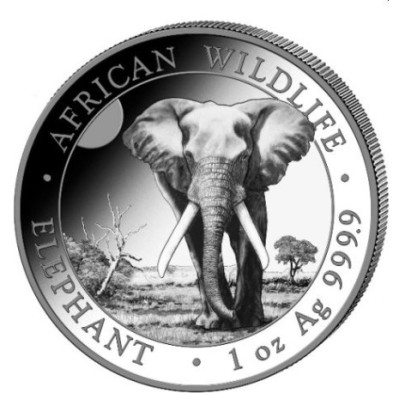 Moneda de plata 100Sh Shillings-Somalia-1 Oz.-African Wildlife-Elephant-2025