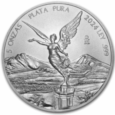 Moneda de Plata-5 oz.-México-Libertad-2024