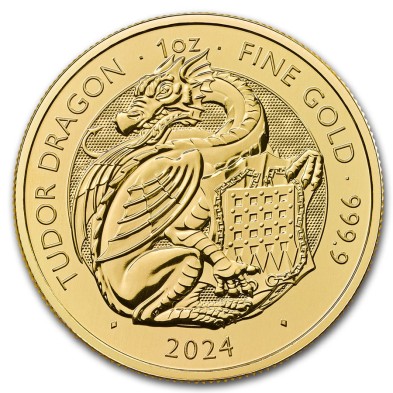 Moneda De Oro 100£ Libras-U.K.-1 Oz.-Serie Tudor's Beast-Dragon-2024