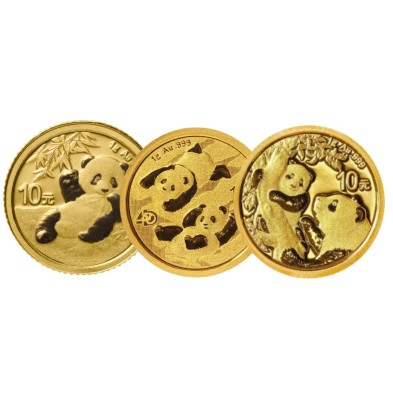 Moneda de Oro 10¥ Yuan-China-1 gramos-Panda-Varios Años