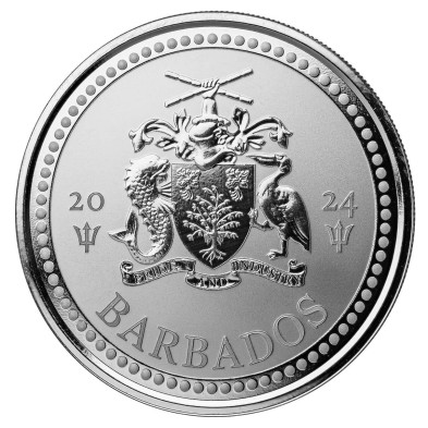 Moneda de Plata 1/2$ Dollar-Barbados-1 Oz.-Trident-Proof-2024