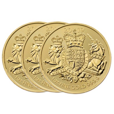 Moneda de Oro 10£ Libras-U.K.-1/10 oz.-Royal Arms-Varios Años