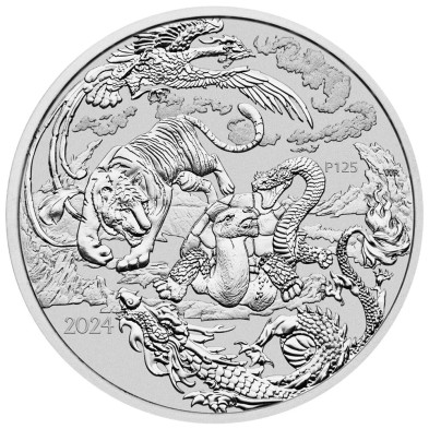 Moneda de Plata 1$ Dolar-Australia-1 Oz.-Chinese Myths & Legends-Four Guardians-2024