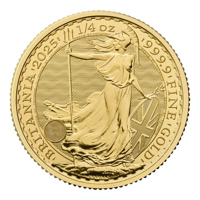 Moneda de Oro 25£ Libras-U.K. 1/4 oz.-Britannia-King Charles-2025