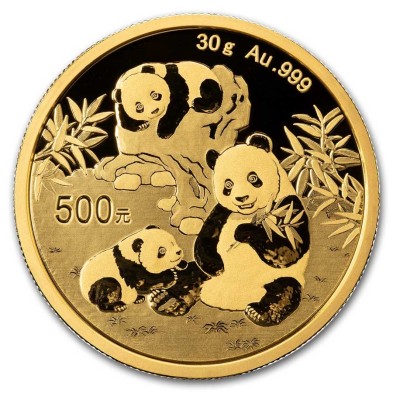 Moneda de Oro 500¥ Yuan-China-30 gramos-Panda-2025