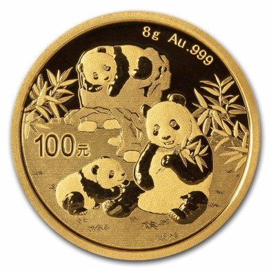 Moneda de Oro 100¥ Yuan-China-8 gramos-Panda-2025