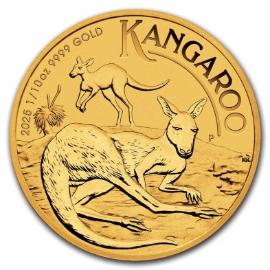 Moneda de Oro 15$ Dollar-Australia-1/10 oz.-Kangaroo (canguro)-2025