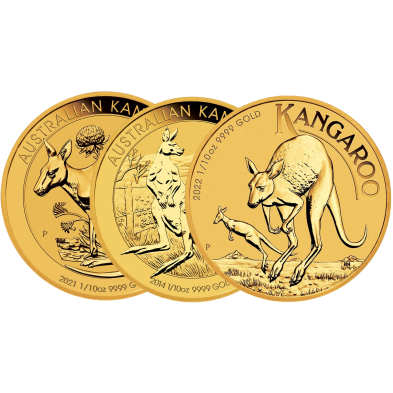 Moneda de Oro 15$ Dollar-Australia-1/10 oz.-Kangaroo (canguro)-Varios Años