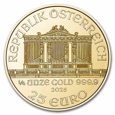 Moneda de Oro 25€ Euros - Austria - 1/4 oz. - Filarmónica de Viena-2025