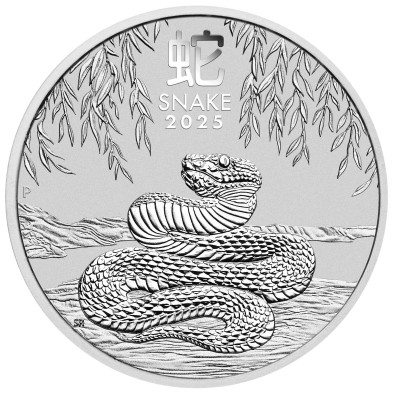 Moneda de Plata 30$ Dollars-Australia-1 Kilo-Serie Lunar III-Snake-2025