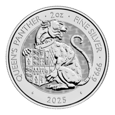 Moneda de Plata 5£ Libras-U.K.-2 Oz.-Serie Tudor's Beasts-Panther-2025