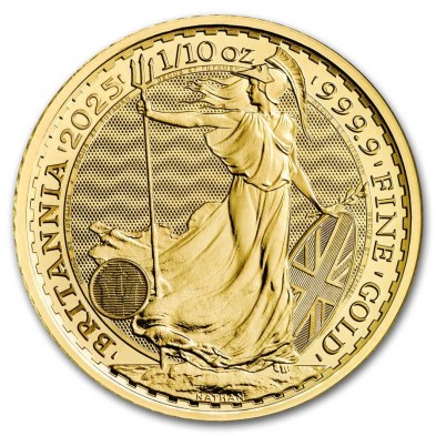 Moneda de Oro 10£ Libras-U.K.-1/10 oz.-Britannia-2025